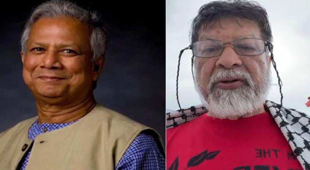 প্রধান উপদেষ্টা অধ্যাপক মুহাম্মদ ইউনূস এবং বিশ্ববিখ্যাত আলোকচিত্রী ও মানবাধিকার কর্মী শহিদুল আলম। ছবি: সংগৃহীত
