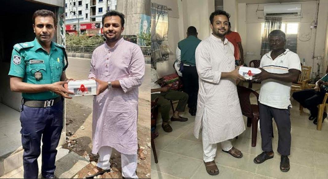ট্রাফিক পুলিশ বক্সে প্রাথমিক চিকিৎসা সুবিধার জন্য ফার্স্ট এইড বক্স দিয়েছে ছাত্রদল