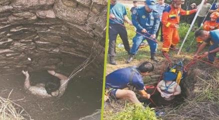 টানা ৫৪ ঘণ্টা এক কূপে আটকে ছিলেন এক চীনা নারী। ছবি: সংগৃহীত